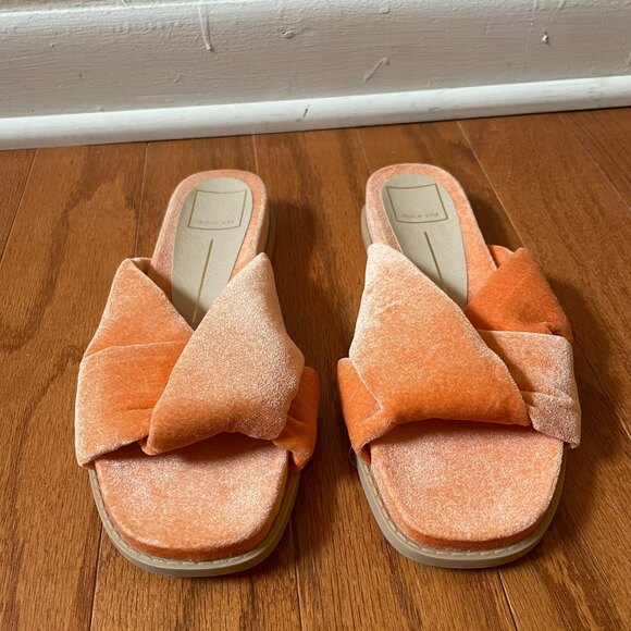 Dolce Vita Velvet Twist Slides Orange 6 - Picture 2 of 8